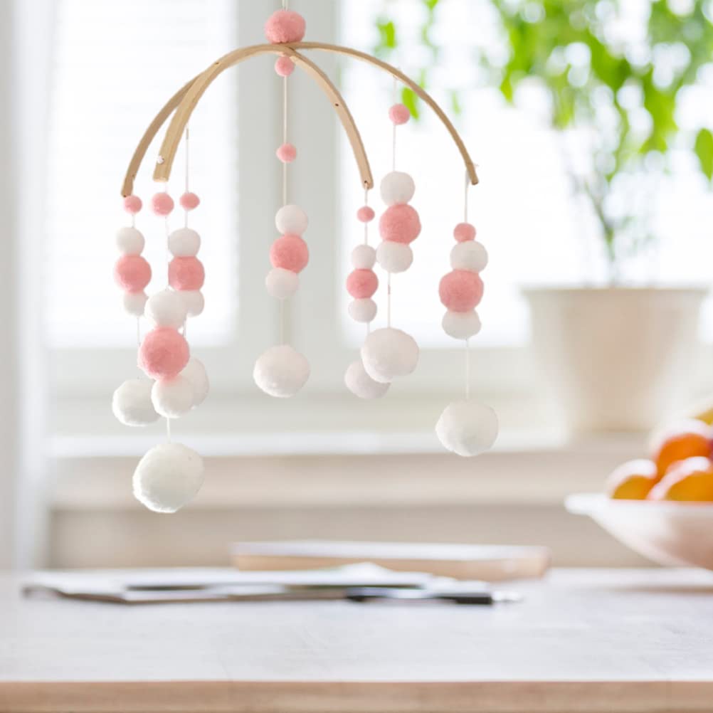 Cuna de bebé móvil de madera, campanilla de viento, bola de fieltro, campana de cama colgante, decoración de guardería para niñas y niños,