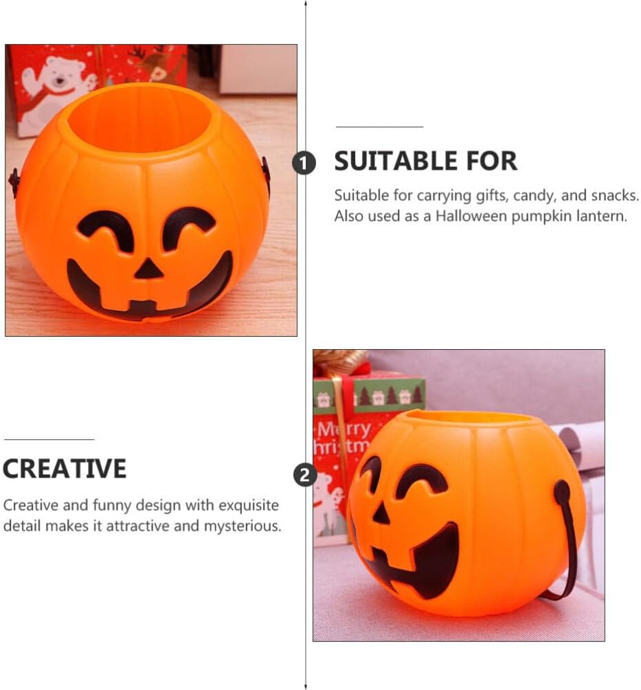 ABOOFAN Cubo de calabaza de Halloween, 3 unidades, cubo de calabaza de Halloween, cubo de calabaza Jack O Lantern, cesta de dulces, suministros de