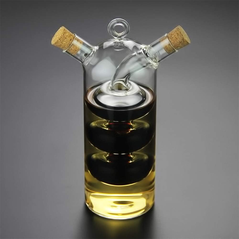 Dispensador de aceite y vinagre 2 en 1, suministros de cocina multifuncionales, botella de aceite de oliva de vidrio con tapones de corcho, botella