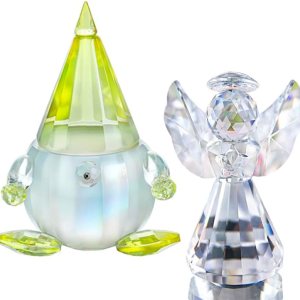 HDCRYSTALGIFTS Figura de ángel de cristal y gnomos amarillos Crystal Tomte Swedish Nisse muñeca escandinava sin rostro HDCRYSTALGIFTS Figura de ángel de cristal y gnomos amarillos Crystal Tomte Swedish Nisse muñeca escandinava sin rostro