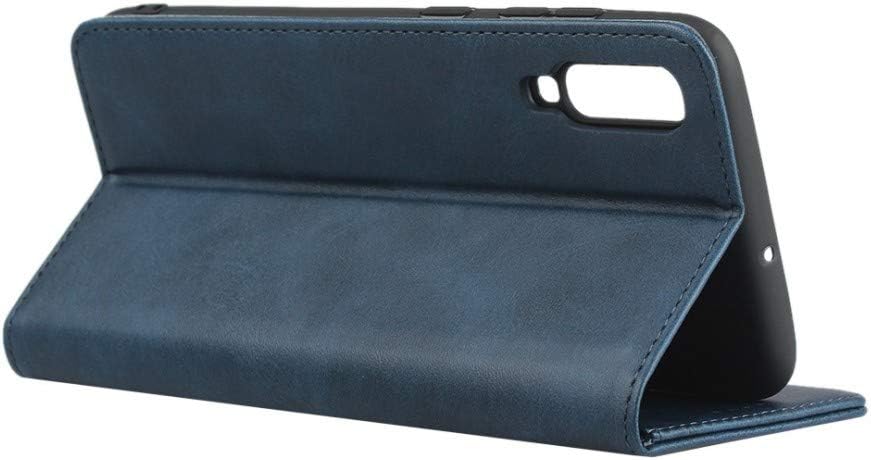 Funda magnética para Samsung Galaxy A70, de piel sintética, con función atril, con ranuras para tarjetascompartimento para efectivo, color azul