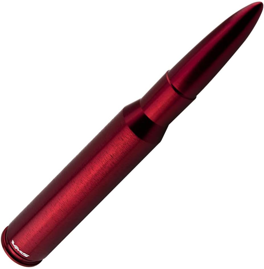 VMS Racing Antena de bala anodizada roja calibre 50, calibre pesado, mecanizado CNC, de aluminio, compatible con CHEVY SILVERADO 1500 2500 3500