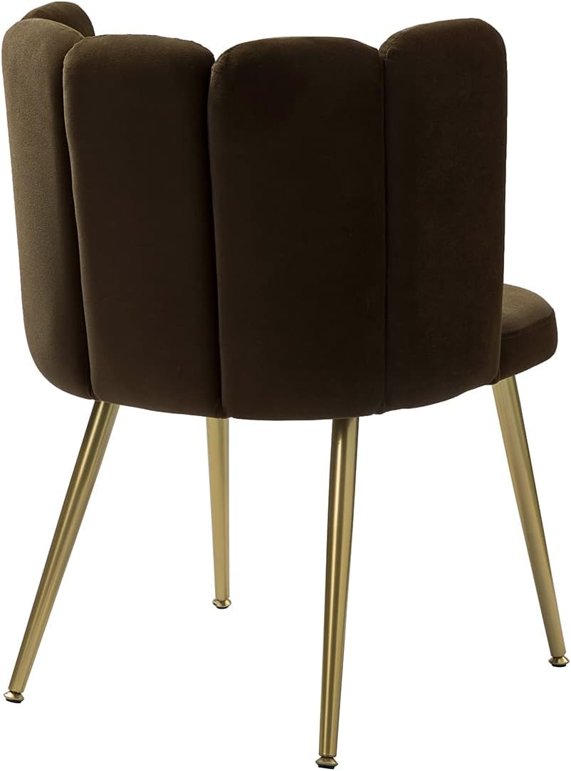HULALA HOME Silla de comedor de terciopelo moderna con respaldo de concha y patas de metal dorado, cómoda silla tapizada para sala de estar,