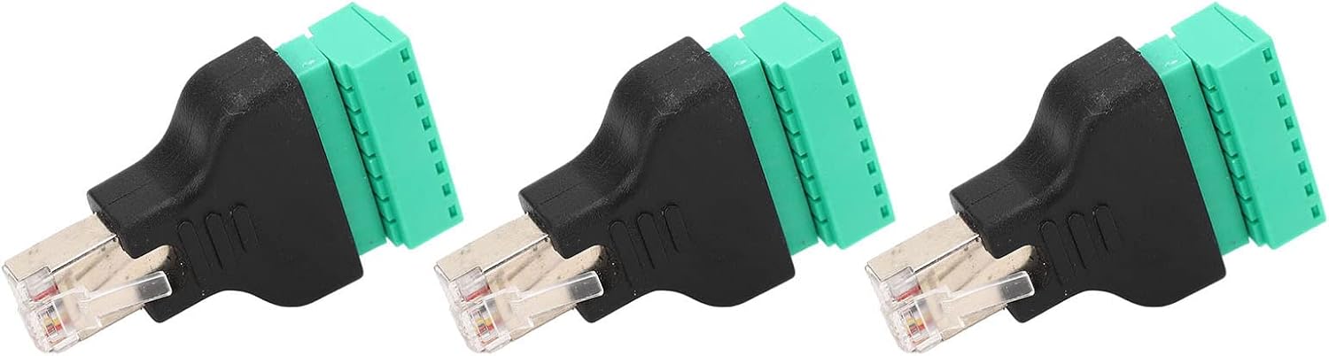 RJ45 Breakout, conector adaptador de terminal de tornillo RJ45, paquete de 3 conectores RJ45 hembra a conector de terminal de tornillo de 8 pines