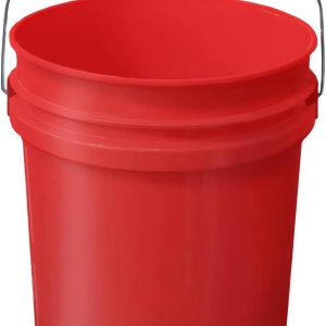 EconoHome Contenedor de cubo rojo de 5 galones sin tapa, asas de metal con agarre de plástico para un fácil transporte, fácil de apilar y almacenar, EconoHome Contenedor de cubo rojo de 5 galones sin tapa, asas de metal con agarre de plástico para un fácil transporte, fácil de apilar y almacenar,