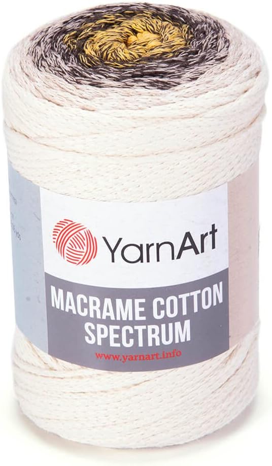 YarnArt – Cuerda de macramé de espectro de algodón para macramé, 8.80 onzas, 246.06 yardas, 80% algodón, macramé multicolor, hilo de macramé