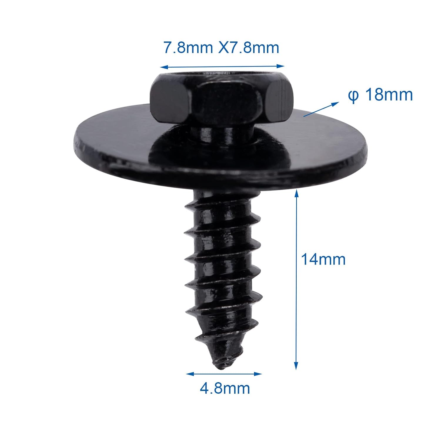 OAUTOO 50pcs M4.8-0.063 x 0.630 in cabeza hexagonal Sems Tornillo para BMW 07-14-7-129-160 Rueda Arco Recorte bajo el suelo Recubrimiento trasero