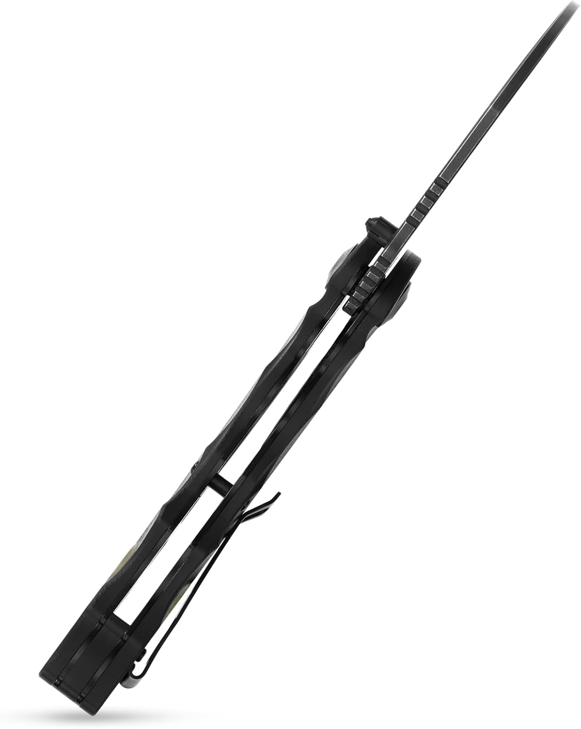 Sitivien ST160 – Cuchillo plegable de bolsillo, hoja de acero K110 con mango G10, cuchillo de herramientas EDC para acampar al aire libre,