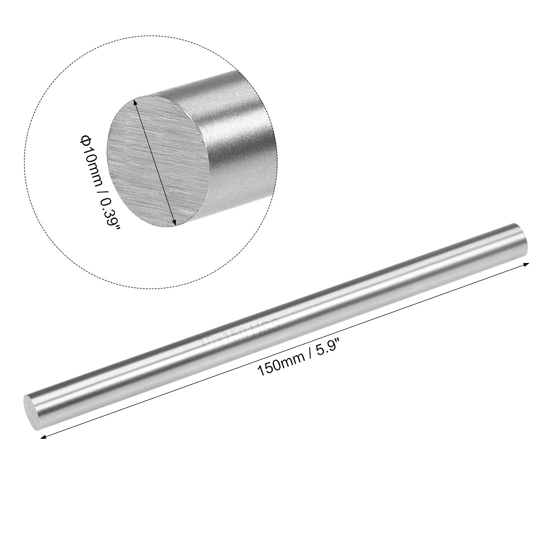 uxcell Varilla de acero redonda, barra de torno HSS de 0.394 in, herramienta de 5.906 in de largo, para engranajes de eje, taladradora, taladradora,