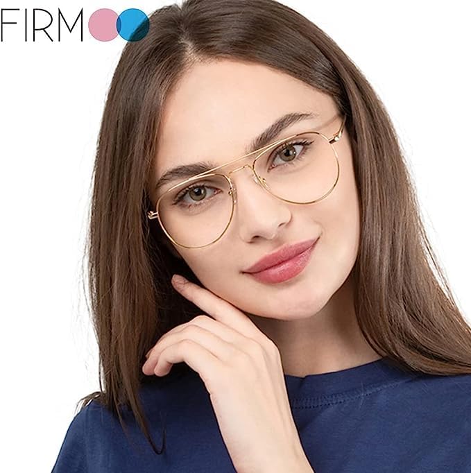Firmoo Aviator – Lentes de lectura para mujereshombres, bloqueo de luz azul para pantallas digitales, protección UV, marco de metal ligero de