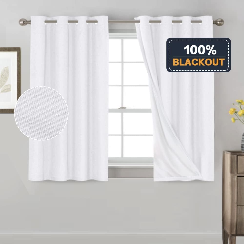 PrinceDeco Primitive – Cortinas opacas 100% de lino texturizado para dormitoriosala de estar, cortinas opacas de 54 pulgadas de largo, cortinas de