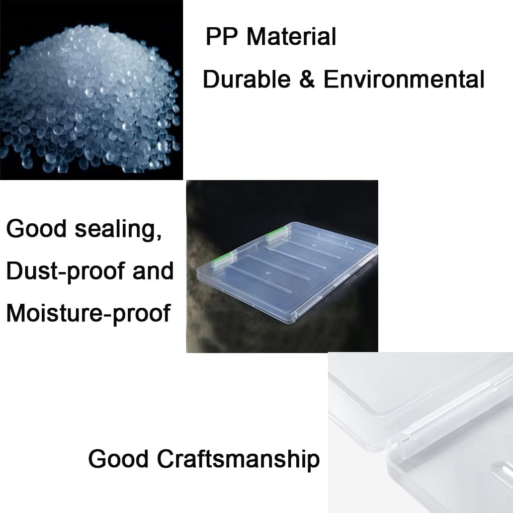 Lemical Caja de archivos portátil A4 para revistas, organizador de documentos con cierre de hebilla, contenedor de plástico transparente,