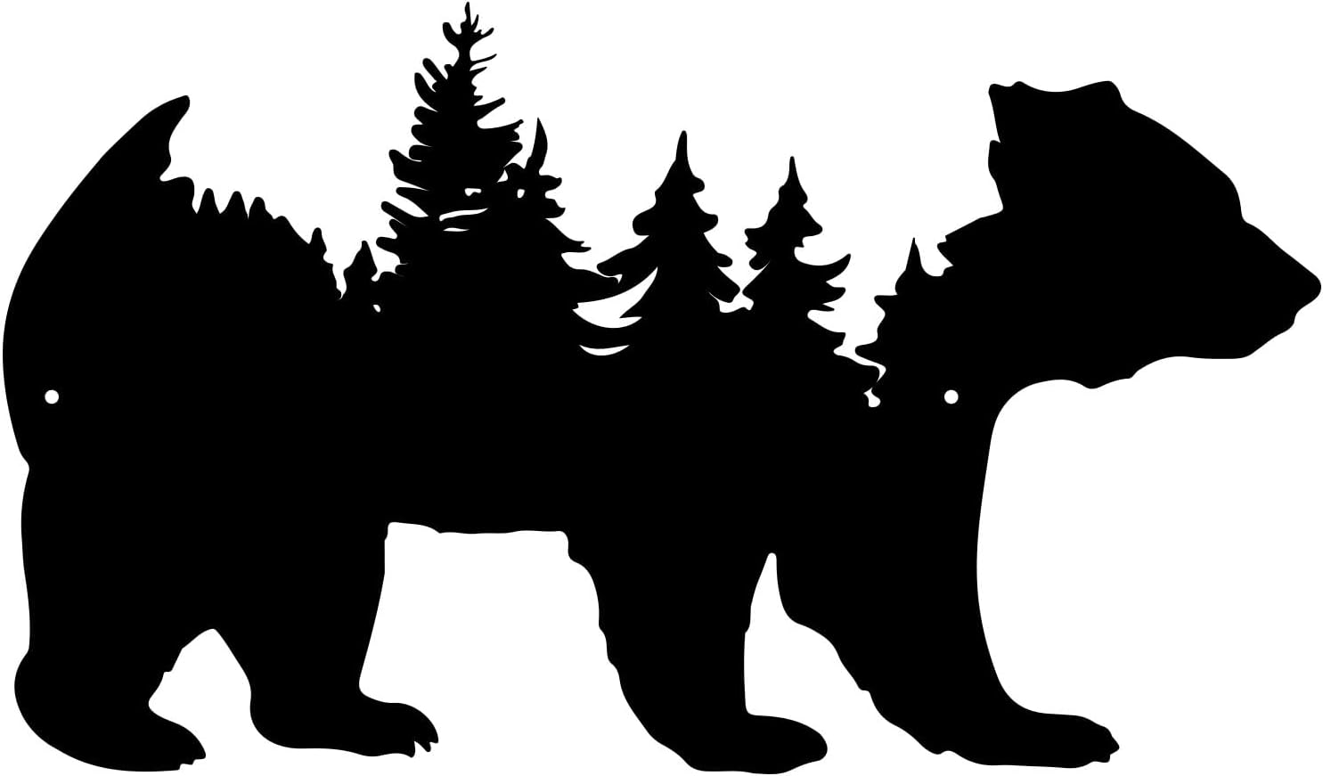 Arte de pared de metal, bosque moderno, pino, oso, decoración rústica, decoración de desierto, adornos de montaña para sala de estar, dormitorio,