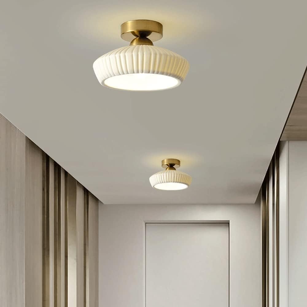 Lámpara de techo retro de estilo rústico con pantalla de cerámica, iluminación moderna cerca del techo para dormitorio, cocina, porche, pasillo,