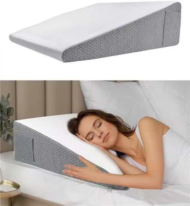 Almohada de cuña de cama para dormir, almohada triangular de espuma viscoelástica para cabeza, espalda, soporte de rodilla, almohadas de elevación