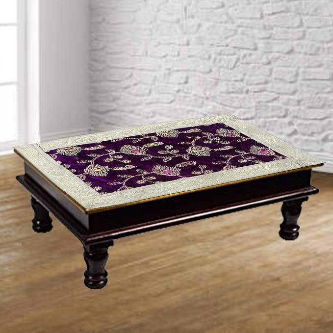 Shoppersduniya Aasan – Paño de terciopelo morado para mandir, templo, hogar, oficina, base, chowki, losa pequeña