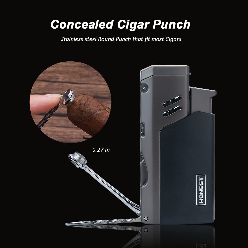 PROMISE Encendedor de cigarrillos Jet Torch Power Flame Encendedor de llama Jetflame, encendedor de puros ajustable de butano recargable para puerta