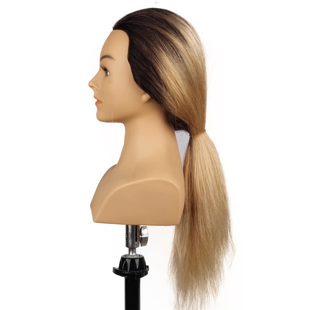Cabeza de maniquí 100% cabello humano con hombros de 24 a 26 pulgadas, muñeca femenina, cabeza de entrenamiento de maniquí, trenzado con abrazadera