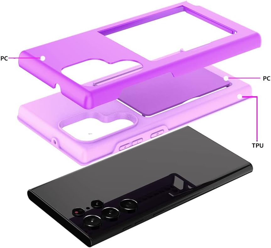 Funda para Samsung Galaxy S23 Ultra con tarjetero, ranura para tarjeta de crédito, funda protectora tipo cartera – gris