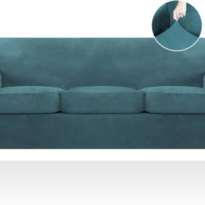 Festicorp Funda de terciopelo para sofá, funda para sofá de 3 cojines para sofá con 3 cojines, funda elástica de 4 piezas, funda gruesa para muebles Festicorp Funda de terciopelo para sofá, funda para sofá de 3 cojines para sofá con 3 cojines, funda elástica de 4 piezas, funda gruesa para muebles