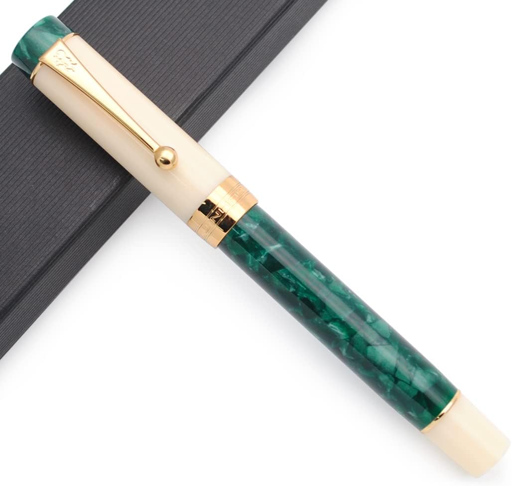 JINHAO 100 – Pluma estilográfica con convertidor de tinta (punta media 0.028 in, verde marino profundo-A)