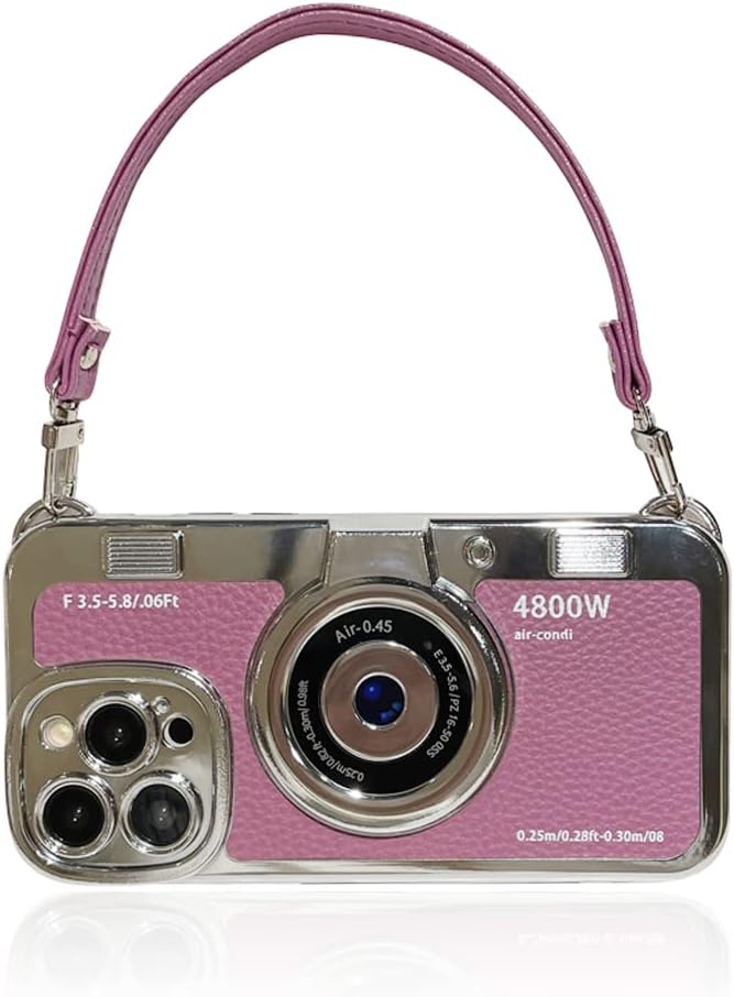 Funda compatible con iPhone 11 Pro Max, bonita funda 3D vintage para cámara con correa de mano, funda única de silicona TPU a prueba de golpes,