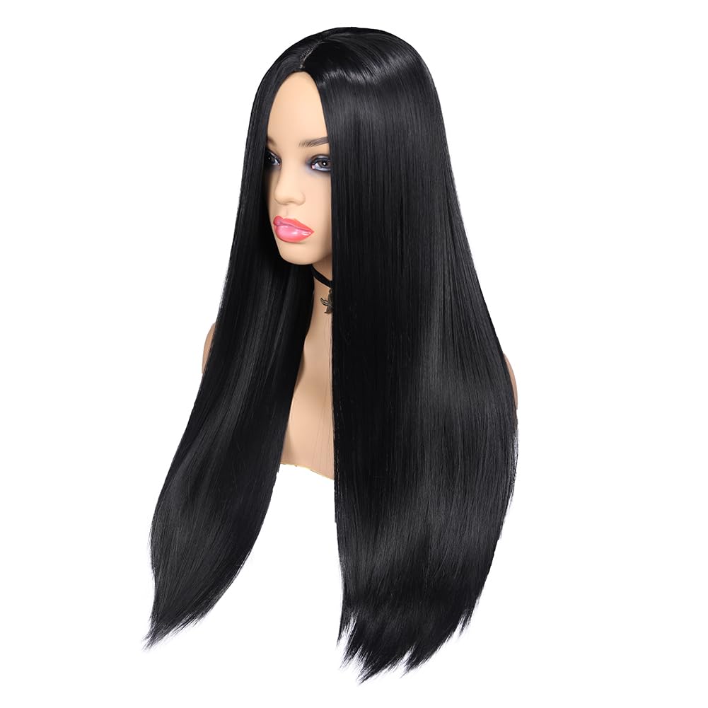 WIGER – Pelucas para mujeres y niñas con raíces oscuras con color degradado de cabello sintético naturalmente lacio y largo, resistente al calor y