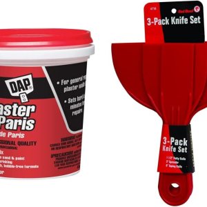 DAP 10308 4 libras Interior Plaster of Paris & Red Devil 4718 Juego de cuchillos de plástico de 3 piezas, 1 paquete DAP 10308 4 libras Interior Plaster of Paris & Red Devil 4718 Juego de cuchillos de plástico de 3 piezas, 1 paquete