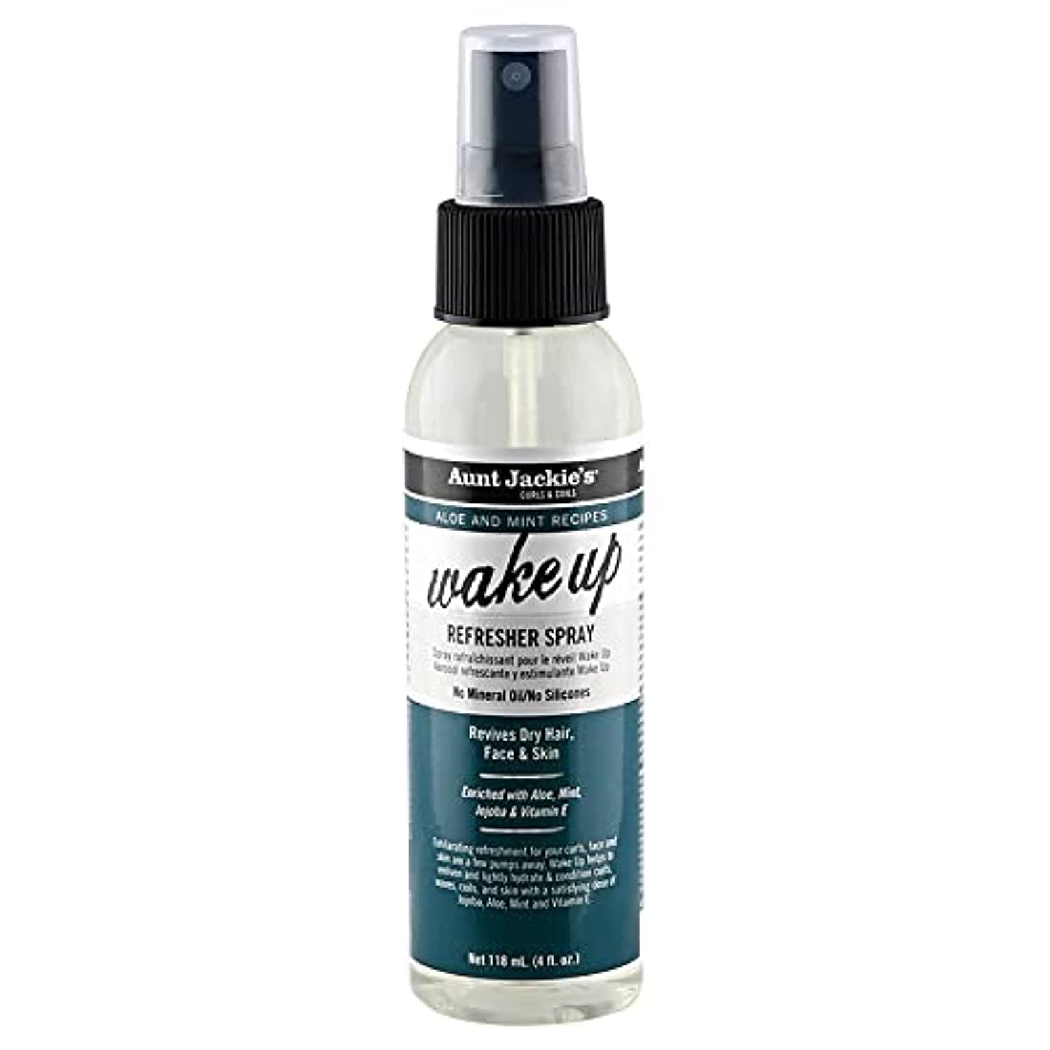 Aunt Jackie’s Aloe & Mint Recipes Wake Up Spray refrescante para cabello seco, cara y piel, revive el cabello con hidratación, brillo y nutrientes