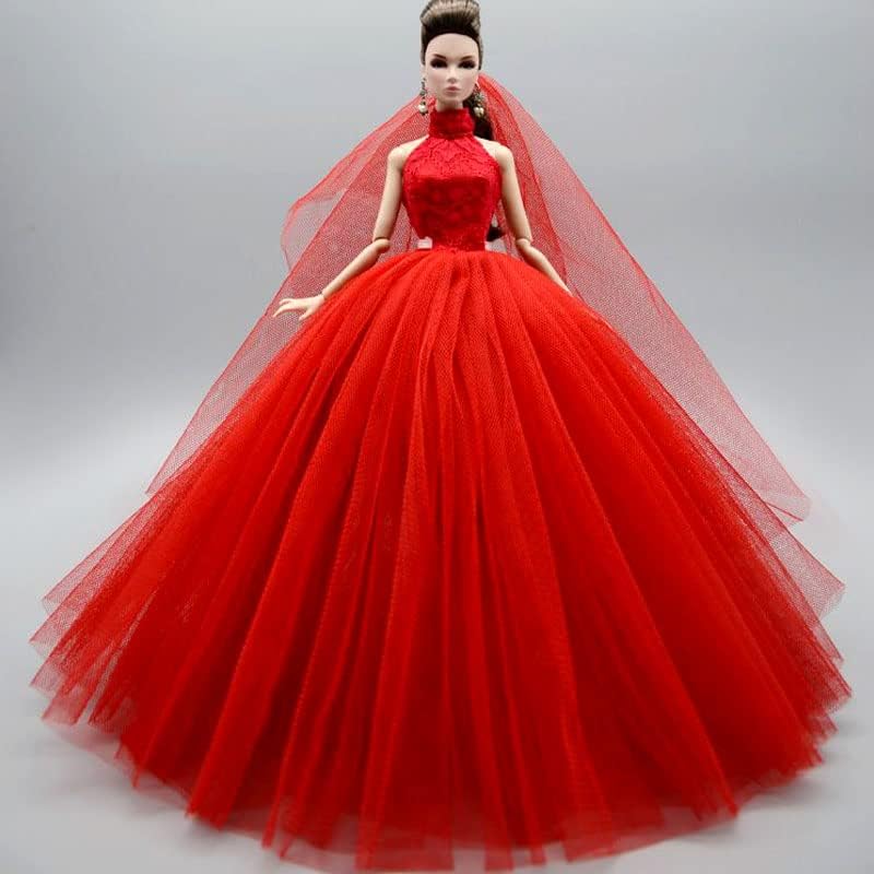 Ropa de muñeca de novia, vestido de novia para niña de 11.5 pulgadas, vestido de princesa de fiesta, accesorios de muñecas de 16 (estilo B)