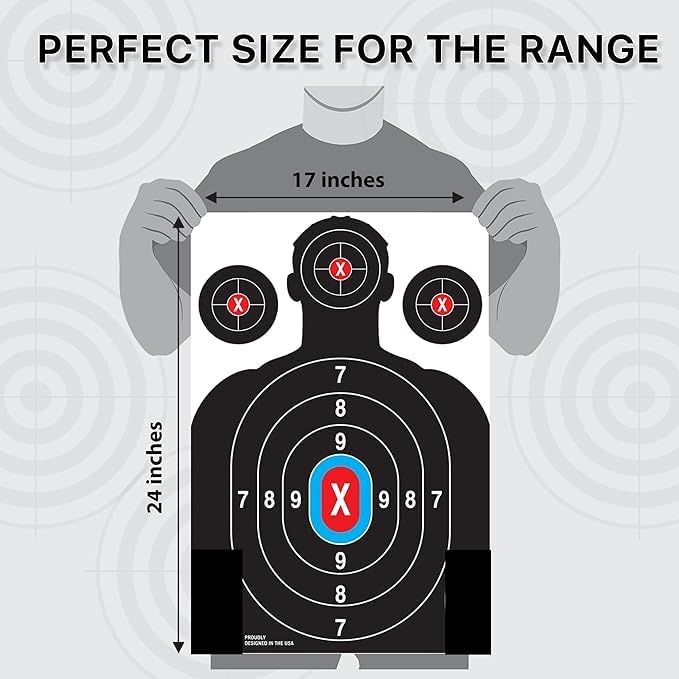 Heavy Duty Shooting Targets Paper Targets for Shooting Range – Indoors & Outdoor Targets for Shooting Rifle – Gun Range Targets for Pistol Shooting