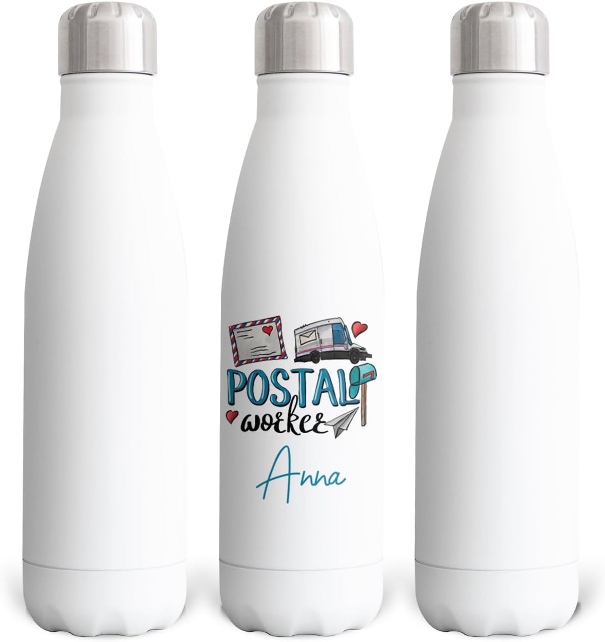 Postal Worker – Botella de agua de apreciación de color de 17 onzas, regalo para él, regalo de acero inoxidable para cartero, mujeres carteras, taza