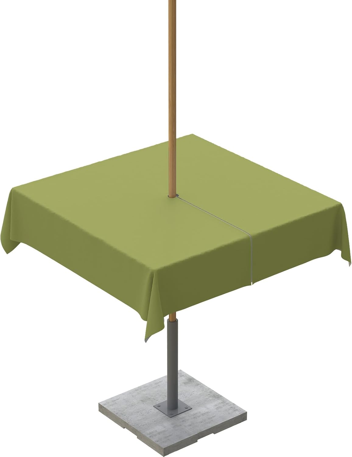 Mantel de exterior verde oliva con agujero para sombrilla y cremallera, mantel de color sólido para mesas cuadradas, colección de mesa impermeable