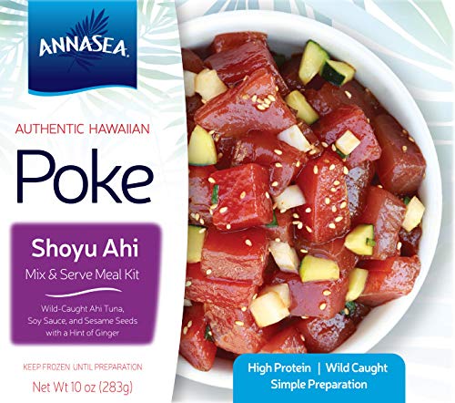 Annasea Kit Frozen Poke (Shoyu Ahi) – Paquete de 4, atún sostenible atrapado en vara
