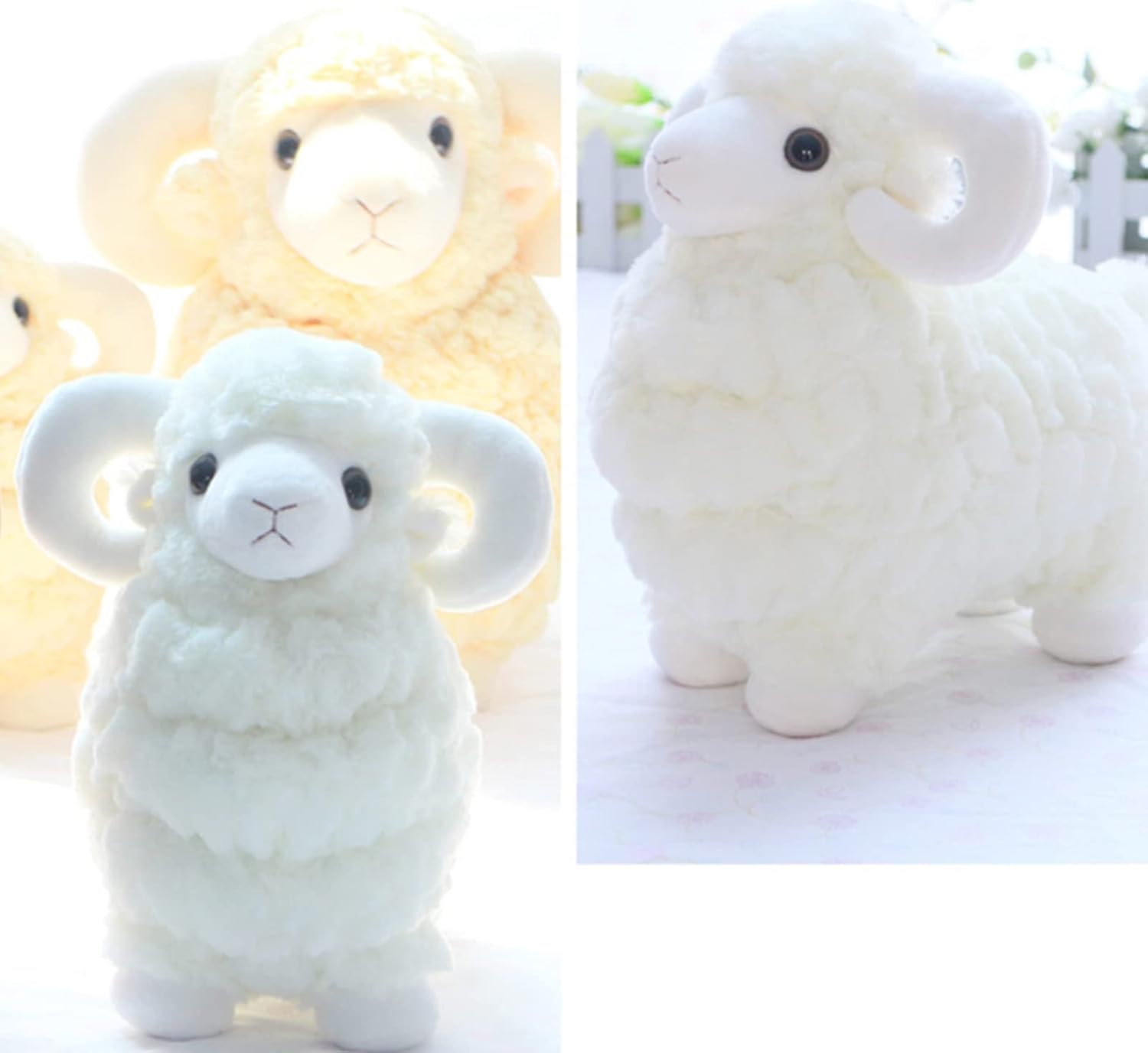 Animal de peluche de oveja de 15 pulgadas, peluche de oveja blanca suave y esponjoso, lindo regalo de peluche de animales de granja, juguete de