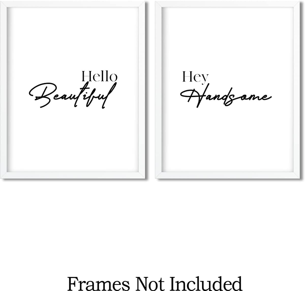 Hello Beautiful, Hey Handsome – Impresiones artísticas para pared (juego de 2)  Decoración de dormitorio principal para parejas  Impresiones de