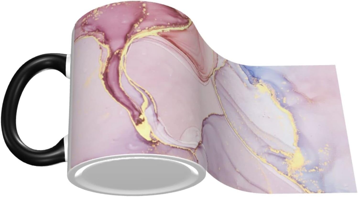Taza de café rosa de mármol para mujeres y niñas, 12 onzas, té caliente con asa, apto para microondas, amigos, familia, personalizado