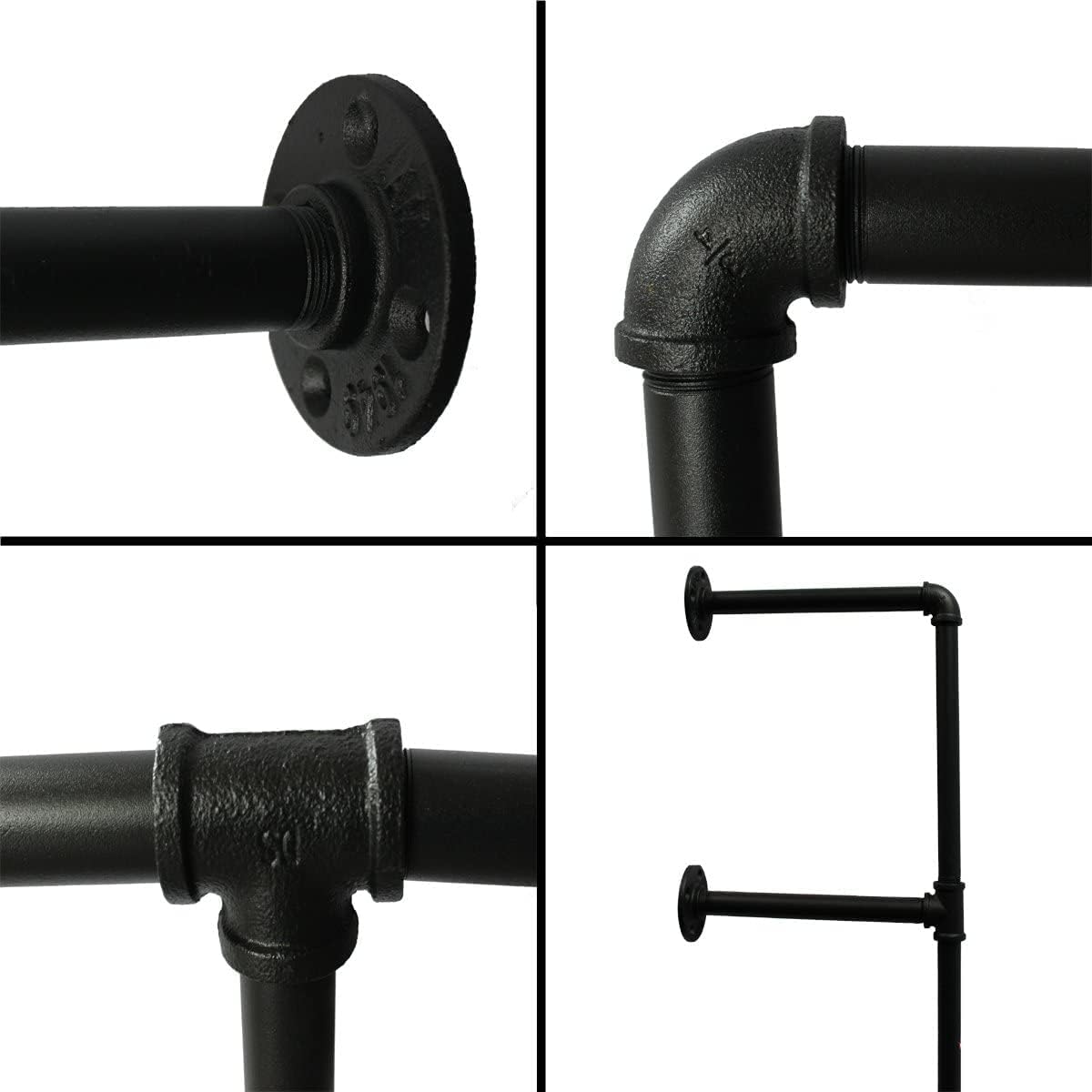 BOKKOLIK Estante de tubo de metal rústico de 55.5 pulgadas de altura, estantes flotantes retro de 4 niveles para cocina, oficina, cafetería, casa,