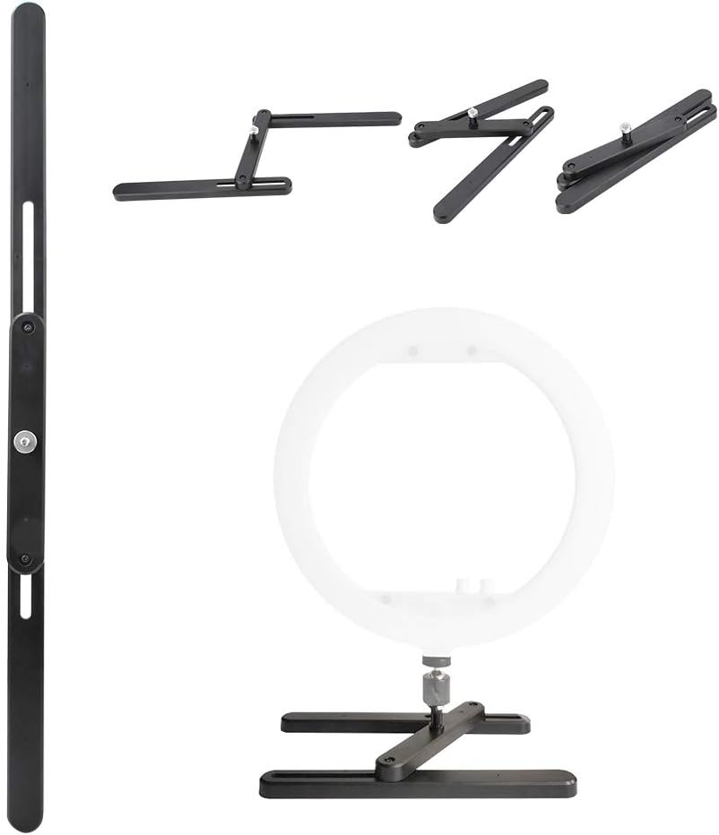 Soporte de trípode de mesa,Mini soporte de trípode de mesa plegable Soporte de escritorio de anillo LED,Base de luz de anillo LED Soporte de mesa de