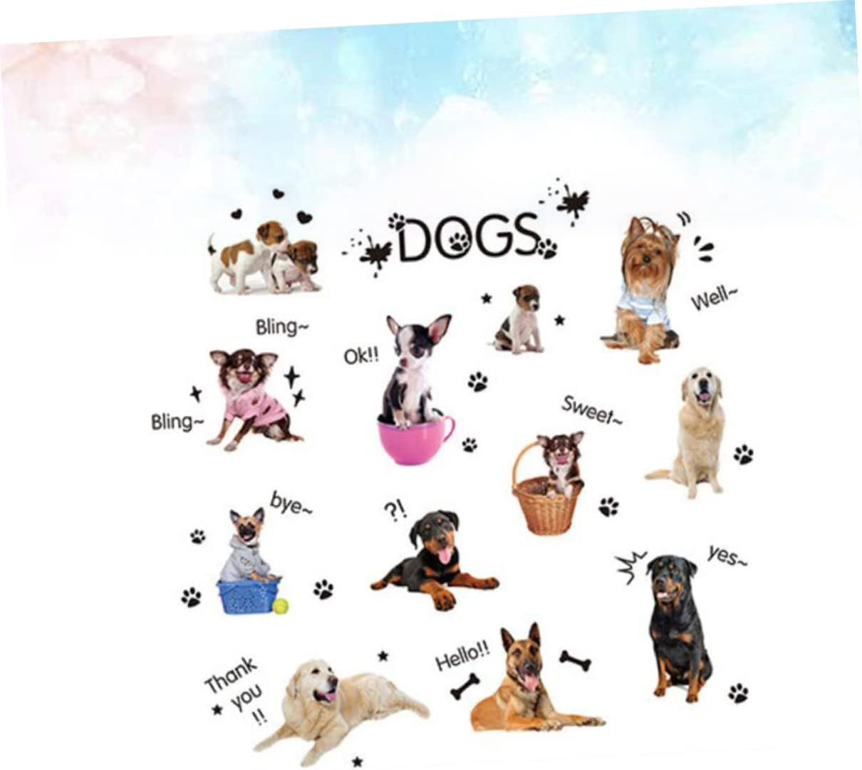 Toyvian 2 calcomanías de pared de animales para niños, calcomanías de pared extraíbles para mascotas, calcomanías de animales DIY, calcomanías de