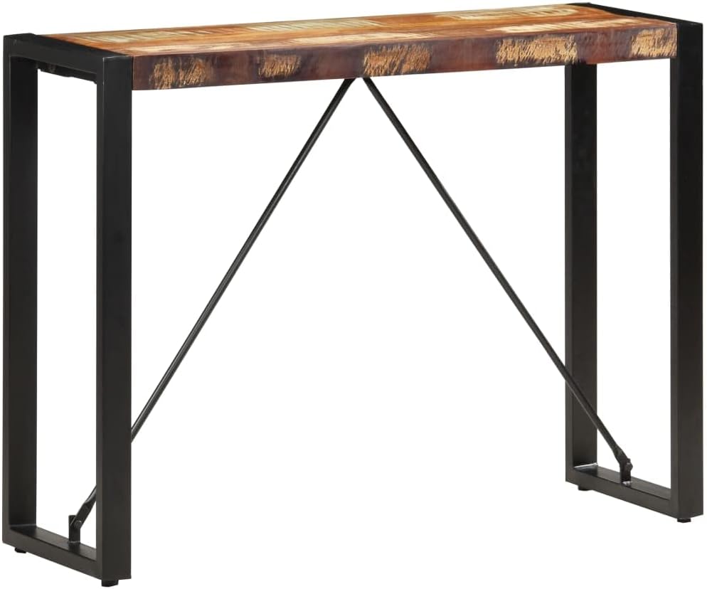 Mesa auxiliar con patas de taburete alto, mesa consola de 43.3 x 13.8 x 29.9 pulgadas, madera maciza recuperada, adecuada para pasillo, dormitorio,