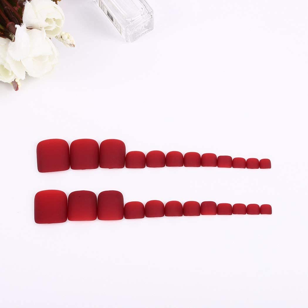 Mosako Uñas postizas mate a presión, color rojo, uñas postizas cuadradas cortas, uñas postizas de cobertura completa, uñas acrílicas para mujeres y