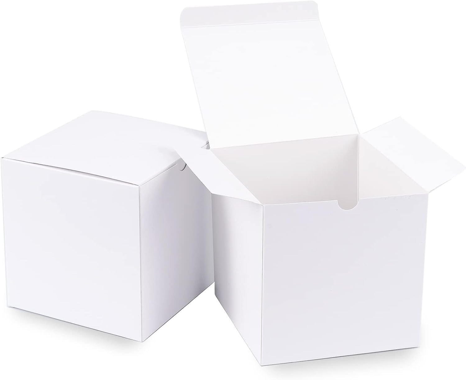 OfficeCastle 50 cajas de regalo de papel blanco con tapas, cajas de papel plegables pequeñas de 3 x 3 x 3 pulgadas para regalos de fiesta, Navidad,