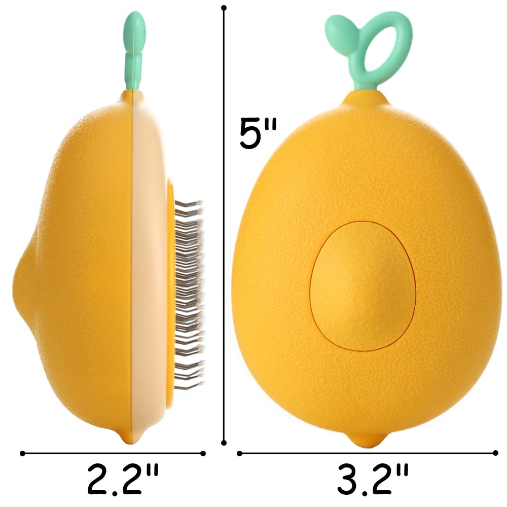 Qimodo Cepillo de gato con forma de fruta para quitar y arreglarse, cepillo para perros autolimpiante, cepillo de masaje para mascotas, elimina