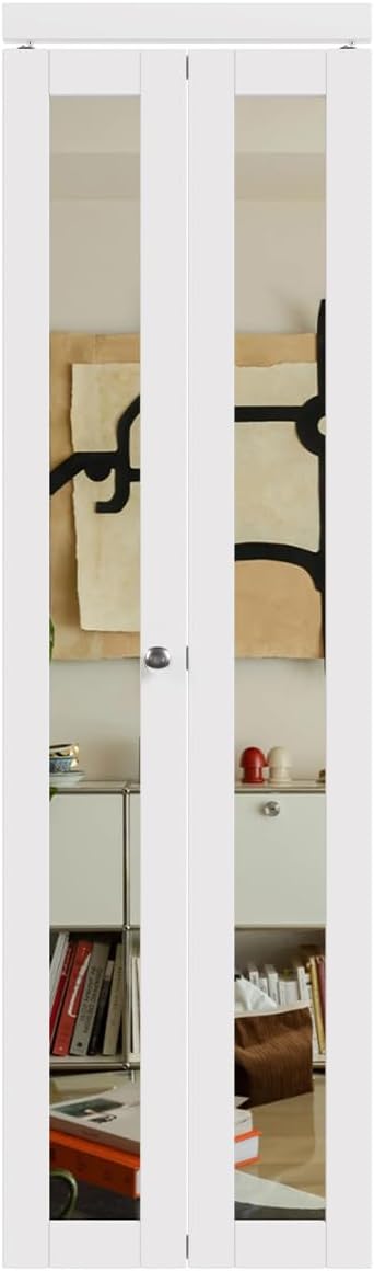BARNER HOME Puertas doblables, puertas de armario de un espejo para 24 pulgadas x 80 pulgadas. Apertura, puertas plegables para armario con kits de