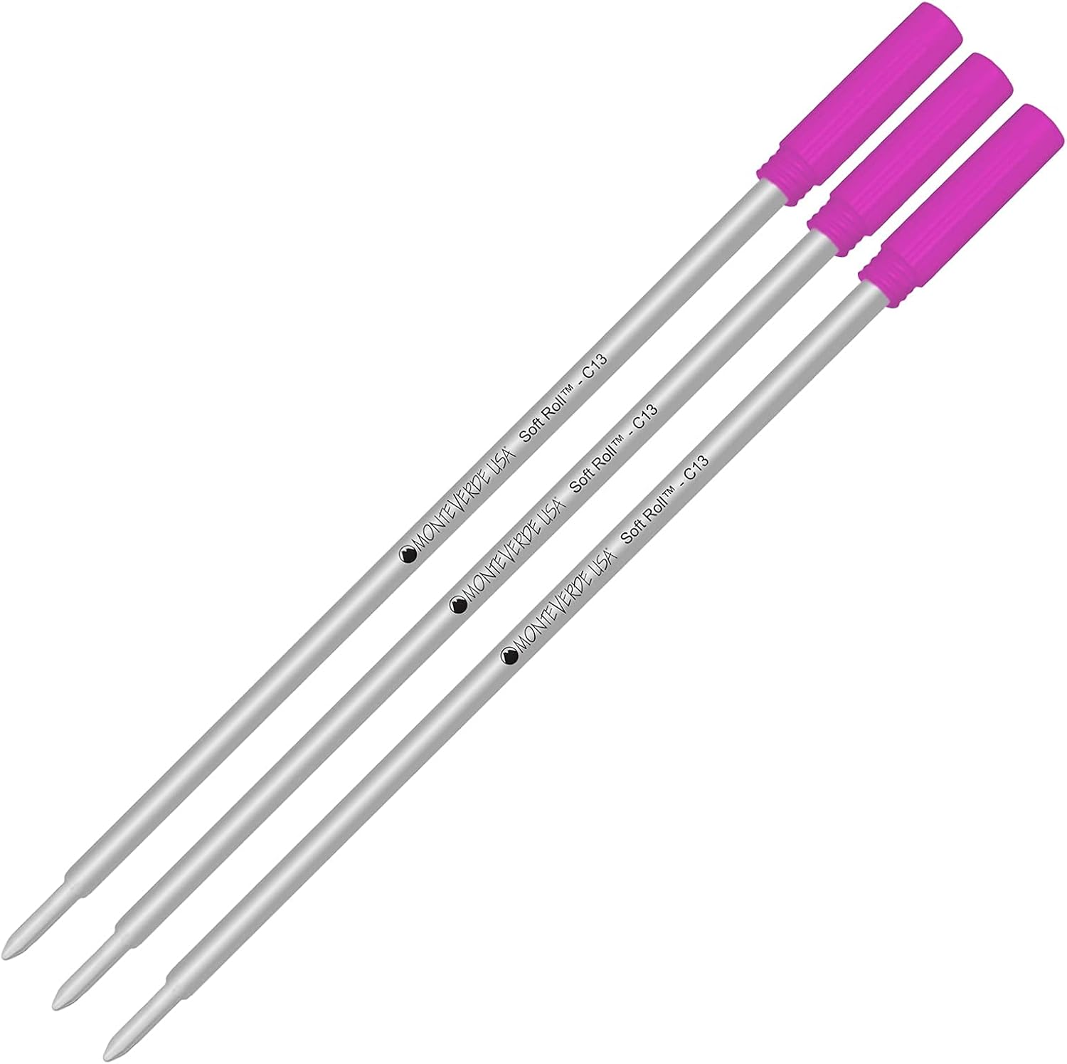 Lanier – Paquete combinado de 3 bolígrafos Monteverde Soft Roll C13, repuesto de tinta compatible con la mayoría de bolígrafos Cross, color rosa