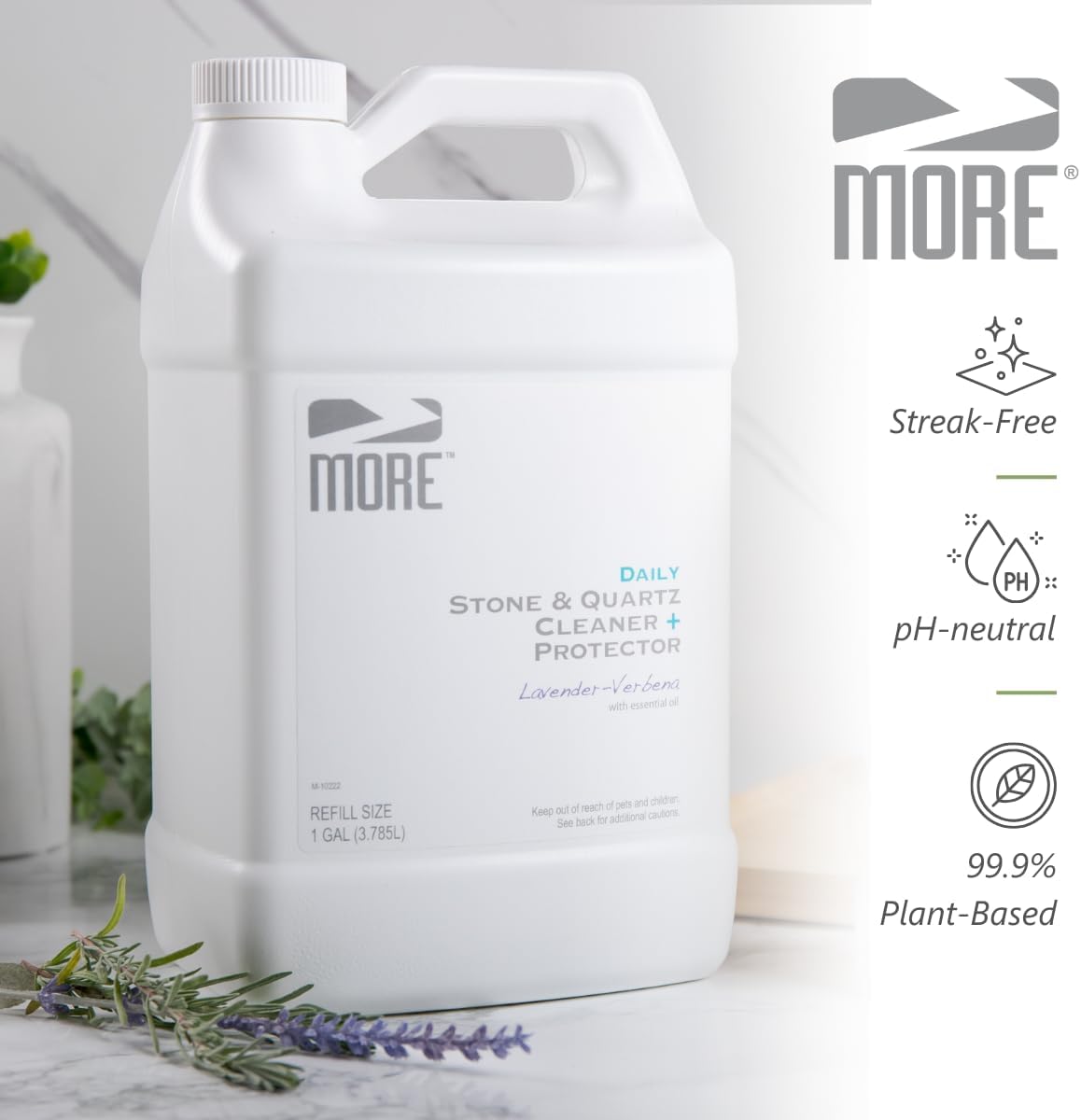 More Limpiador de piedra y cuarzo + protector  Limpiador de granito, cuarzo y mármol  para encimeras de cocina y baño  Recambio de aerosol de