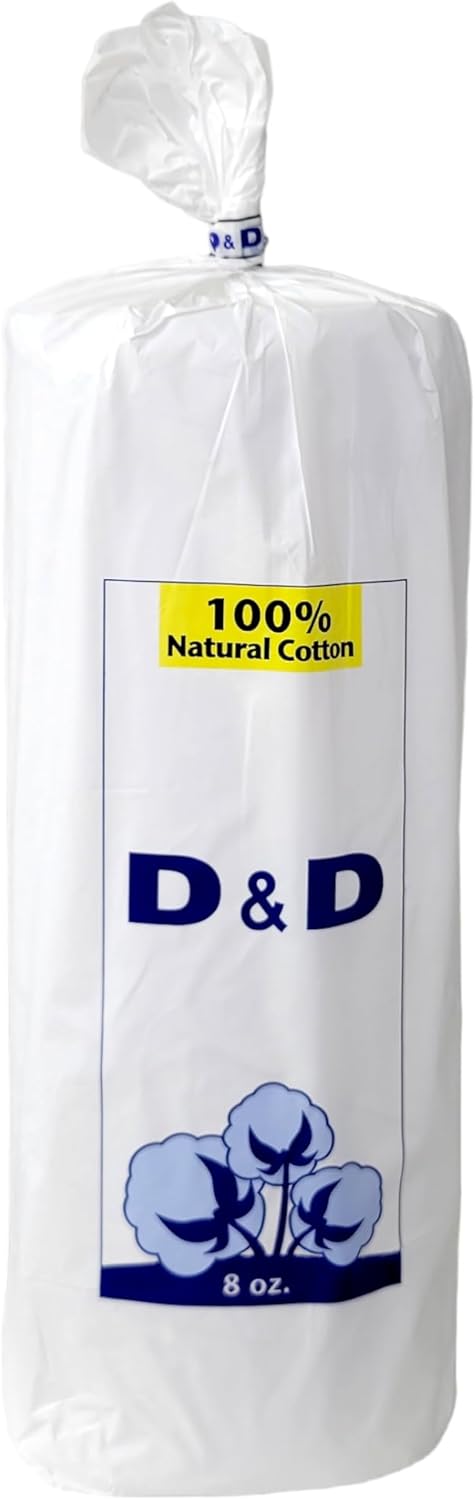 D&D – Rollo de algodón natural 100% no estéril, absorbente, 8 onzas, paquete de 2 (2)