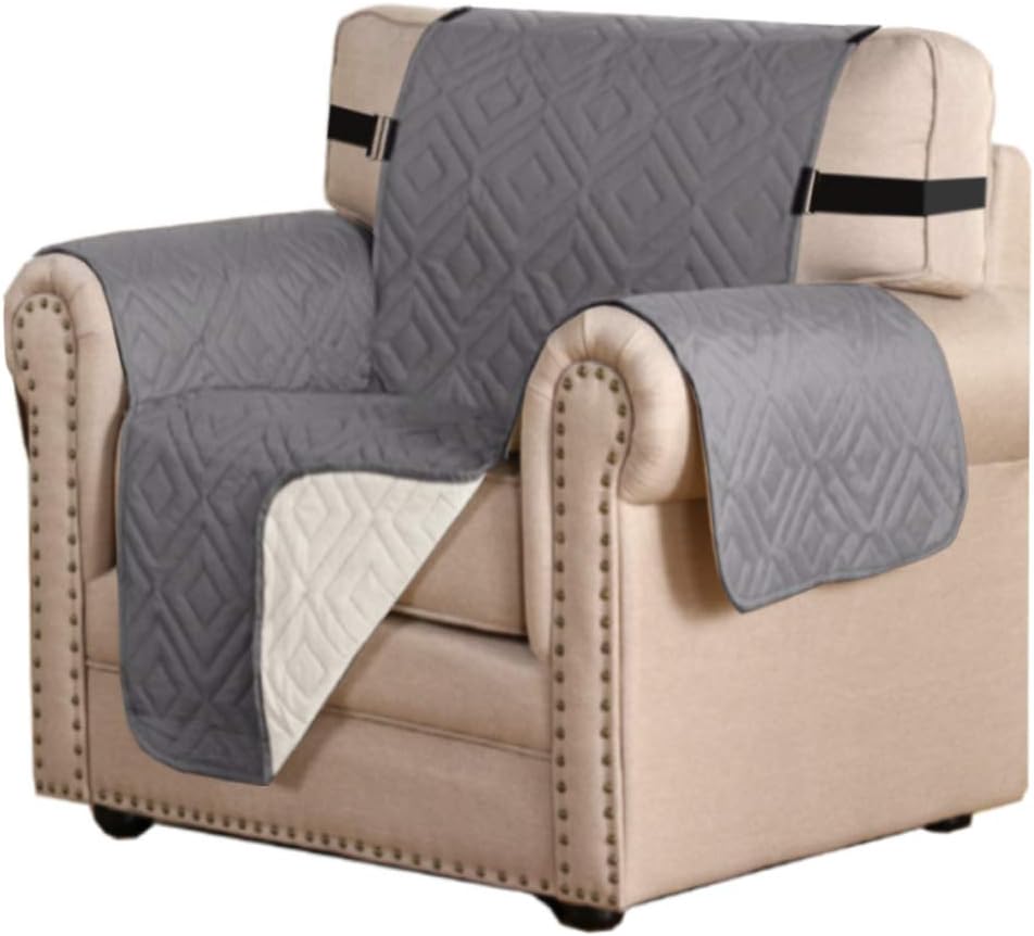 H.VERSAILTEX Funda reversible para silla, protector de muebles antideslizante, resistente al agua, con correas elásticas de 2 pulgadas, para