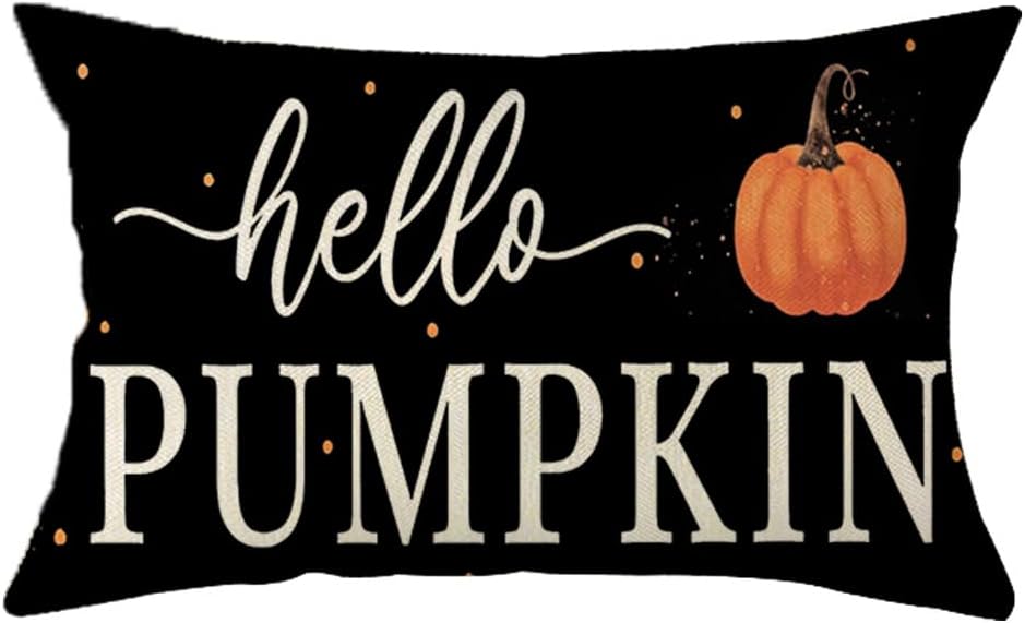 Ogiselestyle Hello Pumpkin – Funda de almohada de 12 x 20 pulgadas, decoración de lunares para el hogar, sofá, otoño y Acción de Gracias